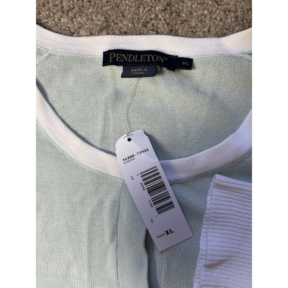 NEW‎ Pendleton Women's XL Cardigan Lightweight Cotton Classic Preppy Light Blue - Picture 4 of 9